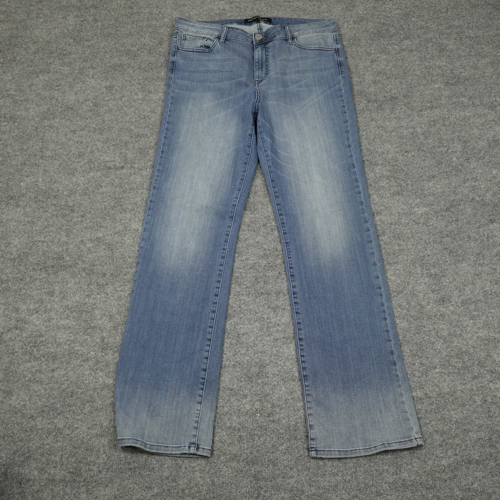 Prosperity Jeans Women 33 Blue Light Wash Straight Leg Stretch Whiskered Hem